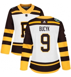 Women's Adidas Boston Bruins #9 Johnny Bucyk Authentic White 2019 Winter Classic NHL Jersey