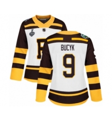 Women's Boston Bruins #9 Johnny Bucyk Authentic White Winter Classic 2019 Stanley Cup Final Bound Hockey Jersey