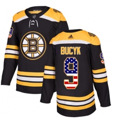 Youth Adidas Boston Bruins #9 Johnny Bucyk Authentic Black USA Flag Fashion NHL Jersey