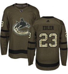 Youth Adidas Vancouver Canucks #23 Alexander Edler Authentic Green Salute to Service NHL Jersey