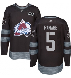 Men's Adidas Colorado Avalanche #5 Rob Ramage Authentic Black 1917-2017 100th Anniversary NHL Jersey