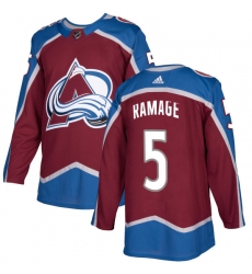 Men's Adidas Colorado Avalanche #5 Rob Ramage Authentic Burgundy Red Home NHL Jersey