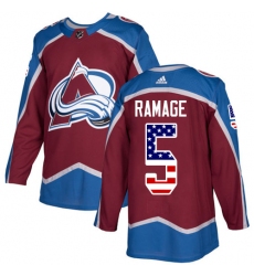 Youth Adidas Colorado Avalanche #5 Rob Ramage Authentic Burgundy Red USA Flag Fashion NHL Jersey