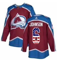 Youth Adidas Colorado Avalanche #6 Erik Johnson Authentic Burgundy Red USA Flag Fashion NHL Jersey
