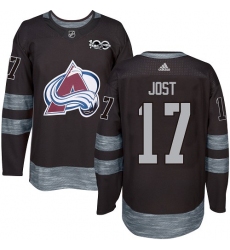 Men's Adidas Colorado Avalanche #17 Tyson Jost Authentic Black 1917-2017 100th Anniversary NHL Jersey