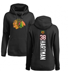 NHL Women's Adidas Chicago Blackhawks #38 Ryan Hartman Black Backer Pullover Hoodie