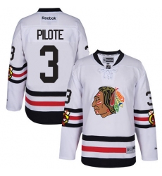 Men's Reebok Chicago Blackhawks #3 Pierre Pilote Authentic White 2017 Winter Classic NHL Jersey