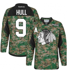 Men's Reebok Chicago Blackhawks #9 Bobby Hull Authentic Camo Veterans Day Practice NHL Jersey