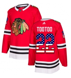 Men's Adidas Chicago Blackhawks #22 Jordin Tootoo Authentic Red USA Flag Fashion NHL Jersey