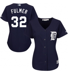 Women's Majestic Detroit Tigers #32 Michael Fulmer Replica Navy Blue Alternate Cool Base MLB Jersey