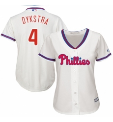 Women's Majestic Philadelphia Phillies #4 Lenny Dykstra Replica Cream Alternate Cool Base MLB Jersey