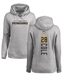 NHL Women's Adidas Pittsburgh Penguins #28 Ian Cole Ash Backer Pullover Hoodie