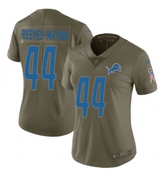 Women's Nike Detroit Lions #44 Jalen Reeves-Maybin Limited Olive 2017 Salute to Service NFL Jersey