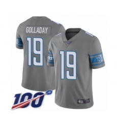 Youth Detroit Lions #19 Kenny Golladay Limited Steel Rush Vapor Untouchable 100th Season Football Jersey