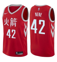 Men's Nike Houston Rockets #42 Nene Swingman Red NBA Jersey - City Edition
