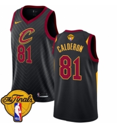 Women's Nike Cleveland Cavaliers #81 Jose Calderon Authentic Black 2018 NBA Finals Bound NBA Jersey Statement Edition