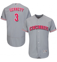 Men's Majestic Cincinnati Reds #3 Scooter Gennett Grey Road Flex Base Authentic Collection MLB Jersey