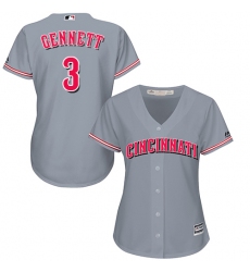 Women's Majestic Cincinnati Reds #3 Scooter Gennett Authentic Grey Road Cool Base MLB Jersey