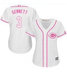 Women's Majestic Cincinnati Reds #3 Scooter Gennett Replica White Fashion Cool Base MLB Jersey
