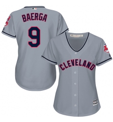 Women's Majestic Cleveland Indians #9 Carlos Baerga Authentic Grey Road Cool Base MLB Jersey