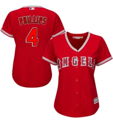 Women's Majestic Los Angeles Angels of Anaheim #4 Brandon Phillips Authentic Red Alternate MLB Jersey