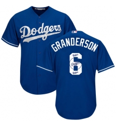 Men's Majestic Los Angeles Dodgers #6 Curtis Granderson Authentic Royal Blue Team Logo Fashion Cool Base MLB Jersey