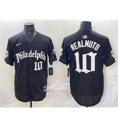 Men's Philadelphia Phillies #10 J.T. Realmuto Black Gothic Vapor Limited Stitched Jersey