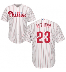 Youth Majestic Philadelphia Phillies #23 Aaron Altherr Authentic White/Red Strip Home Cool Base MLB Jersey