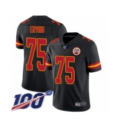 Men's Kansas City Chiefs #75 Cameron Erving Limited Black Rush Vapor Untouchable 100th Season Football Jersey