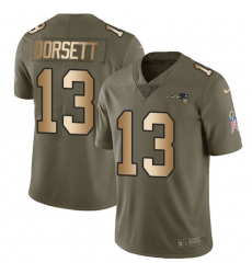 Youth Nike New England Patriots #13 Phillip Dorsett Limited Olive/Gold 2017 Salute to Service NFL Jersey