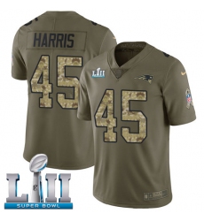 Men's Nike New England Patriots #45 David Harris Limited Olive/Camo 2017 Salute to Service Super Bowl LII NFL Jersey