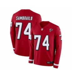 Youth Nike Atlanta Falcons #74 Ty Sambrailo Limited Red Therma Long Sleeve NFL Jersey