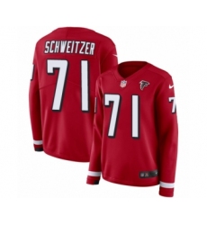 Women's Nike Atlanta Falcons #71 Wes Schweitzer Limited Red Therma Long Sleeve NFL Jersey