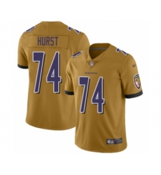 Women's Baltimore Ravens #74 James Hurst Limited Gold Inverted Legend Football Jersey