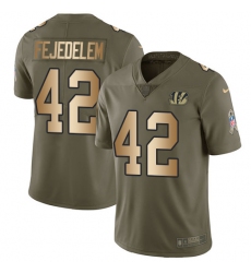 Men's Nike Cincinnati Bengals #42 Clayton Fejedelem Limited Olive/Gold 2017 Salute to Service NFL Jersey