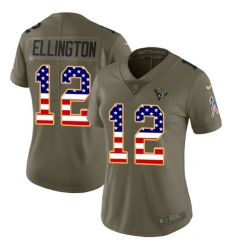 Women's Nike Houston Texans #12 Bruce Ellington Limited Olive/USA Flag 2017 Salute to Service NFL Jersey
