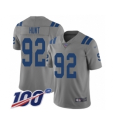 Youth Indianapolis Colts #92 Margus Hunt Limited Gray Inverted Legend 100th Season Football Jersey