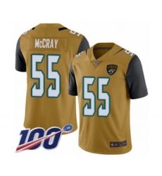 Men's Jacksonville Jaguars #55 Lerentee McCray Limited Gold Rush Vapor Untouchable 100th Season Football Jersey