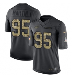 Men's Nike New York Jets #95 Josh Martin Limited Black 2016 Salute to Service NFL Jersey