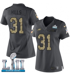 Women's Nike Philadelphia Eagles #31 Jalen Mills Limited Black 2016 Salute to Service Super Bowl LII NFL Jersey