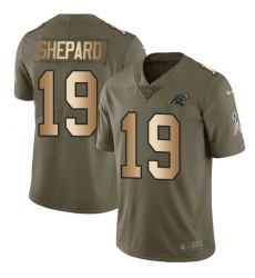 Men's Nike Carolina Panthers #19 Russell Shepard Limited Olive/Gold 2017 Salute to Service NFL Jersey