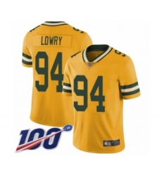 Youth Green Bay Packers #94 Dean Lowry Limited Gold Rush Vapor Untouchable 100th Season Football Jersey