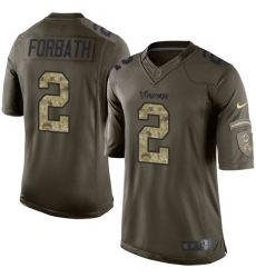 Men's Nike Minnesota Vikings #2 Kai Forbath Elite Green Salute to Service NFL Jersey