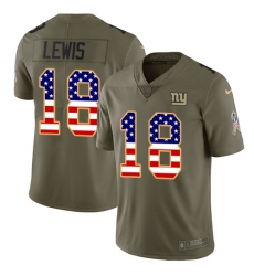 Men's Nike New York Giants #18 Roger Lewis Limited Olive/USA Flag 2017 Salute to Service NFL Jersey