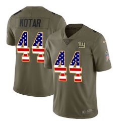 Men's Nike New York Giants #44 Doug Kotar Limited Olive/USA Flag 2017 Salute to Service NFL Jersey