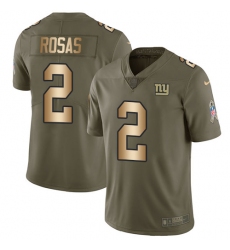Youth Nike New York Giants #2 Aldrick Rosas Limited Olive/Gold 2017 Salute to Service NFL Jersey