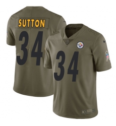 Youth Nike Pittsburgh Steelers #34 Cameron Sutton Limited Olive 2017 Salute to Service NFL Jersey