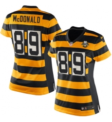 Women's Nike Pittsburgh Steelers #89 Vance McDonald Limited Yellow/Black Alternate 80TH Anniversary Throwback NFL Jersey
