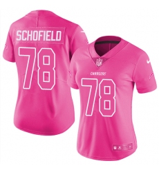 Women's Nike Los Angeles Chargers #78 Michael Schofield Limited Pink Rush Fashion NFL Jersey