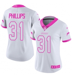 Women's Nike Los Angeles Chargers #31 Adrian Phillips Limited White/Pink Rush Fashion NFL Jersey
